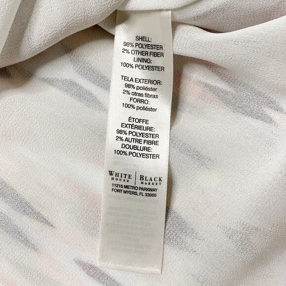 White House Black Market Pastel Print Split Sleeve Gold Threads Lined Top Size 8 - Picture 9 of 12